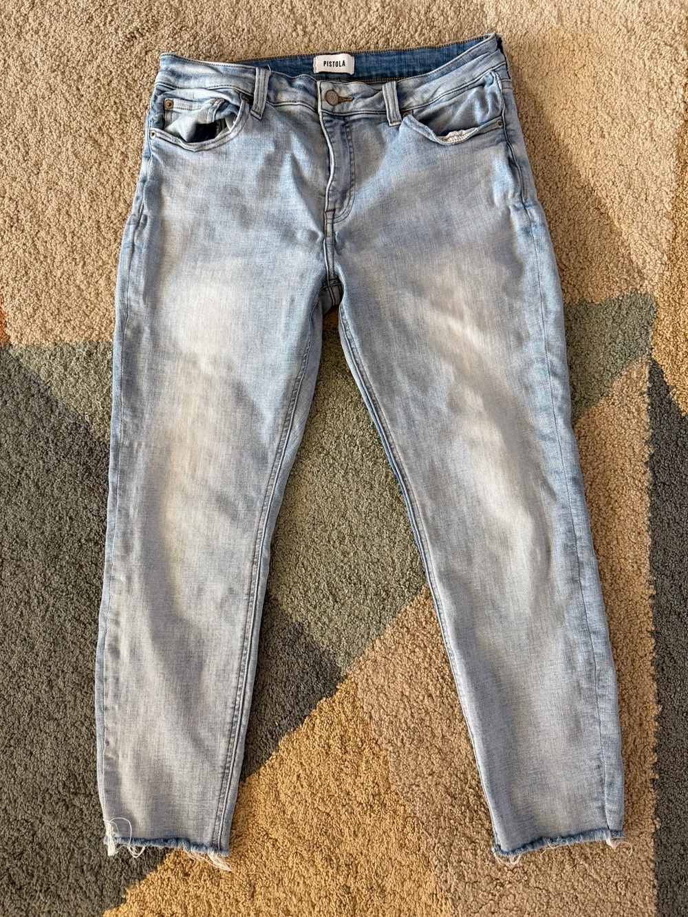 Pistola Light Wash Denim Raw Hem Skinny Jean